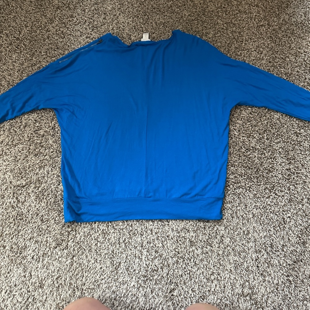 Chicos Vibrant Blue Long Sleeve Top Chicos Sz 2 - Picture 8 of 9